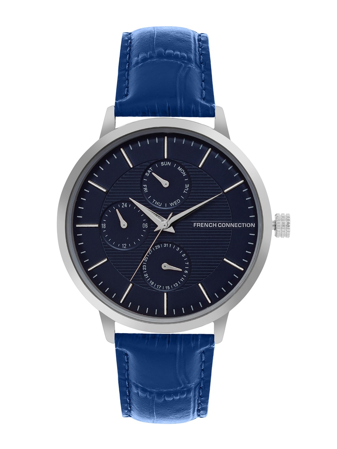 

French Connection Men Leather Textured Straps Analogue Watch FCN00041F, Blue