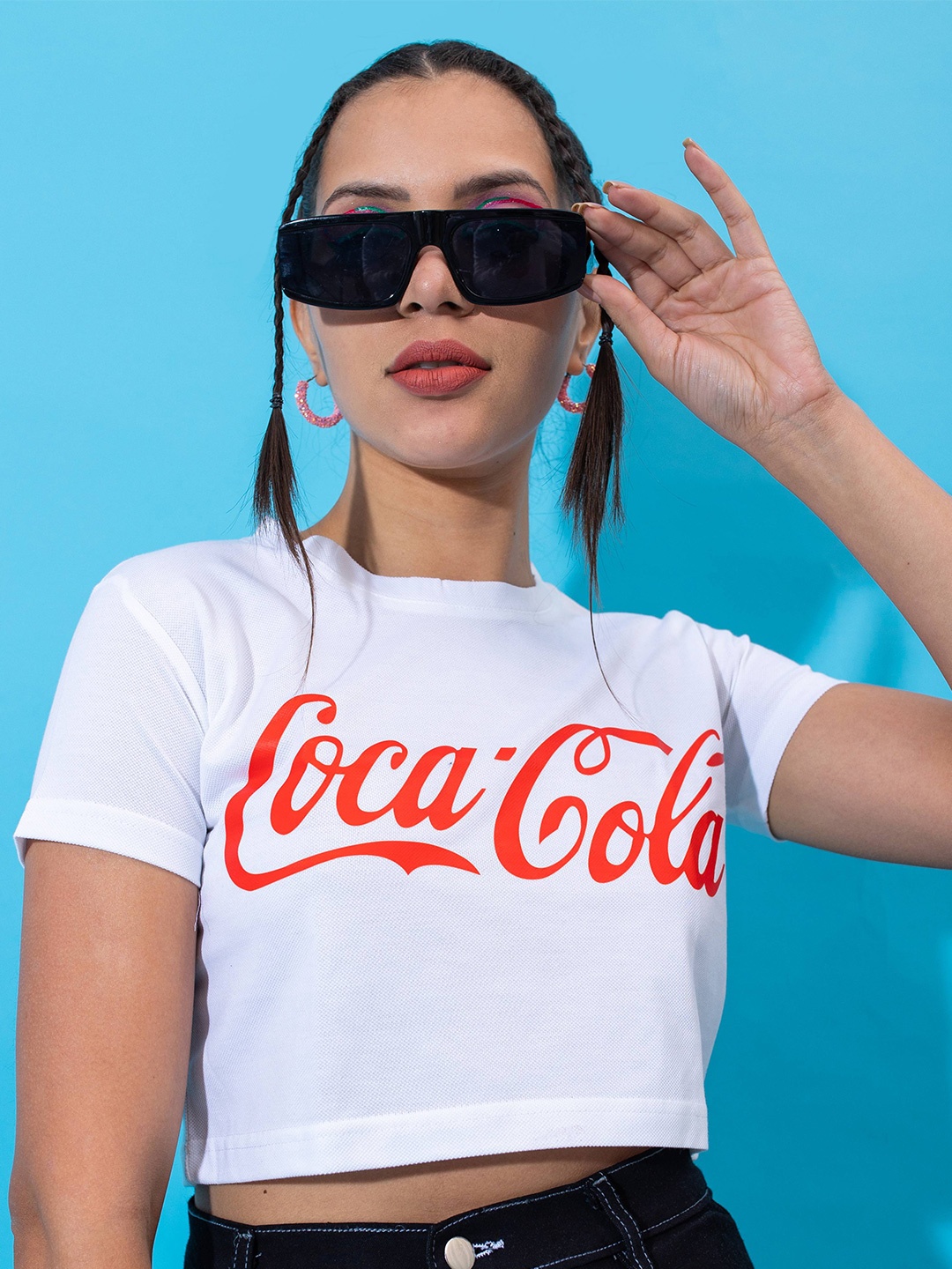 

Stylecast X Hersheinbox Typography Printed Pure Cotton Crop Top, White