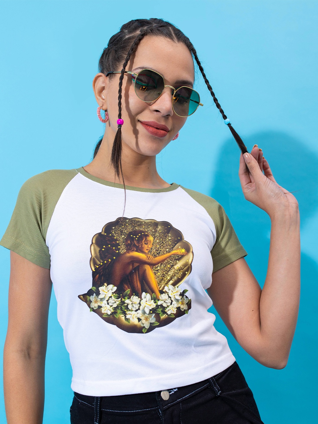 

Stylecast X Hersheinbox Graphic Printed Pure Cotton Top, White