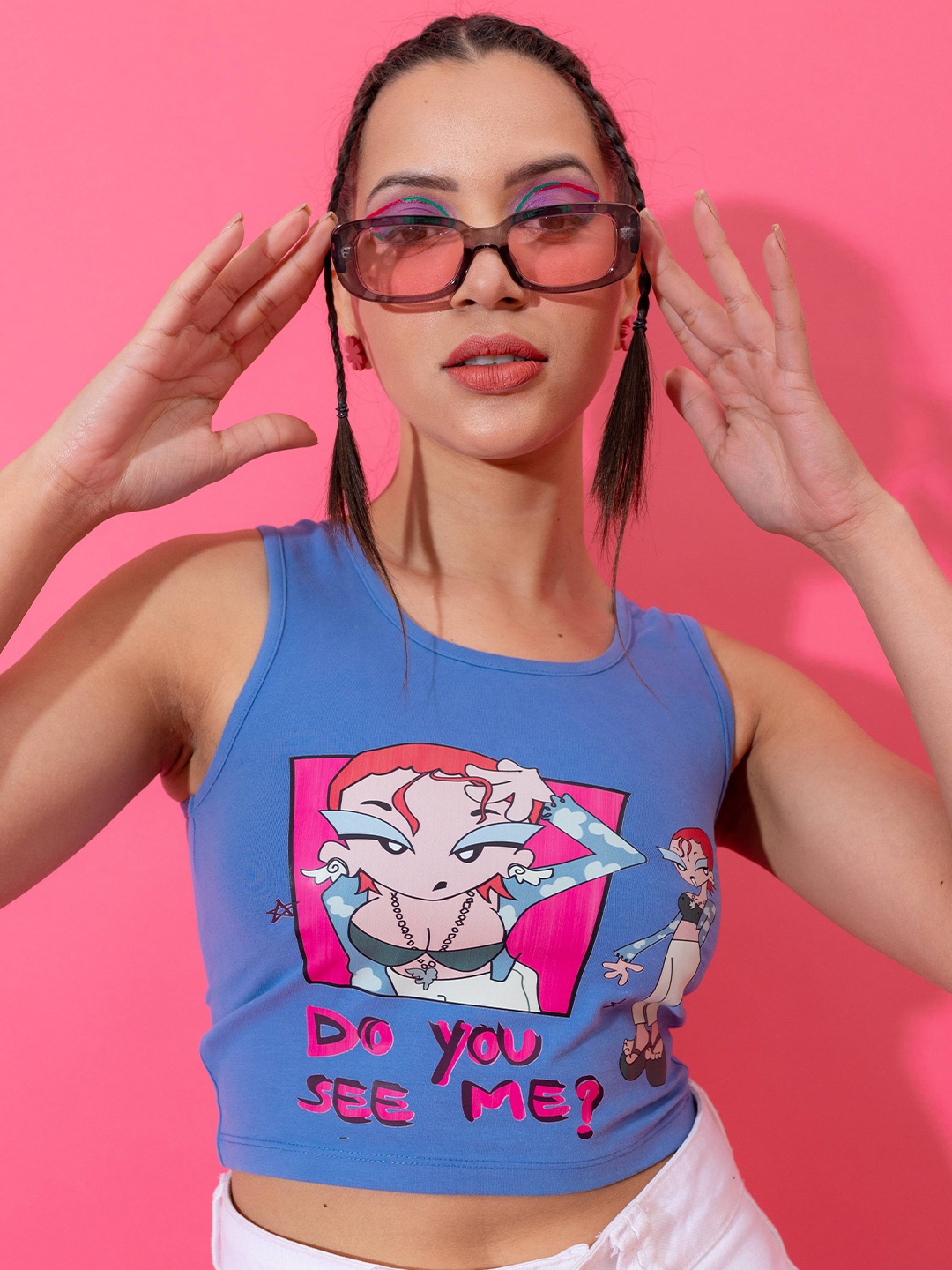 

Stylecast X Hersheinbox Blue Print Crop Top