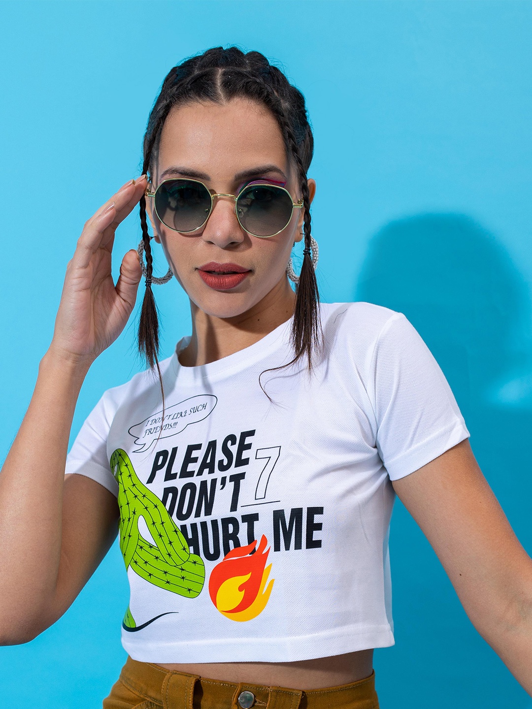 

Stylecast X Hersheinbox Typography Printed Pure Cotton Crop Top, White