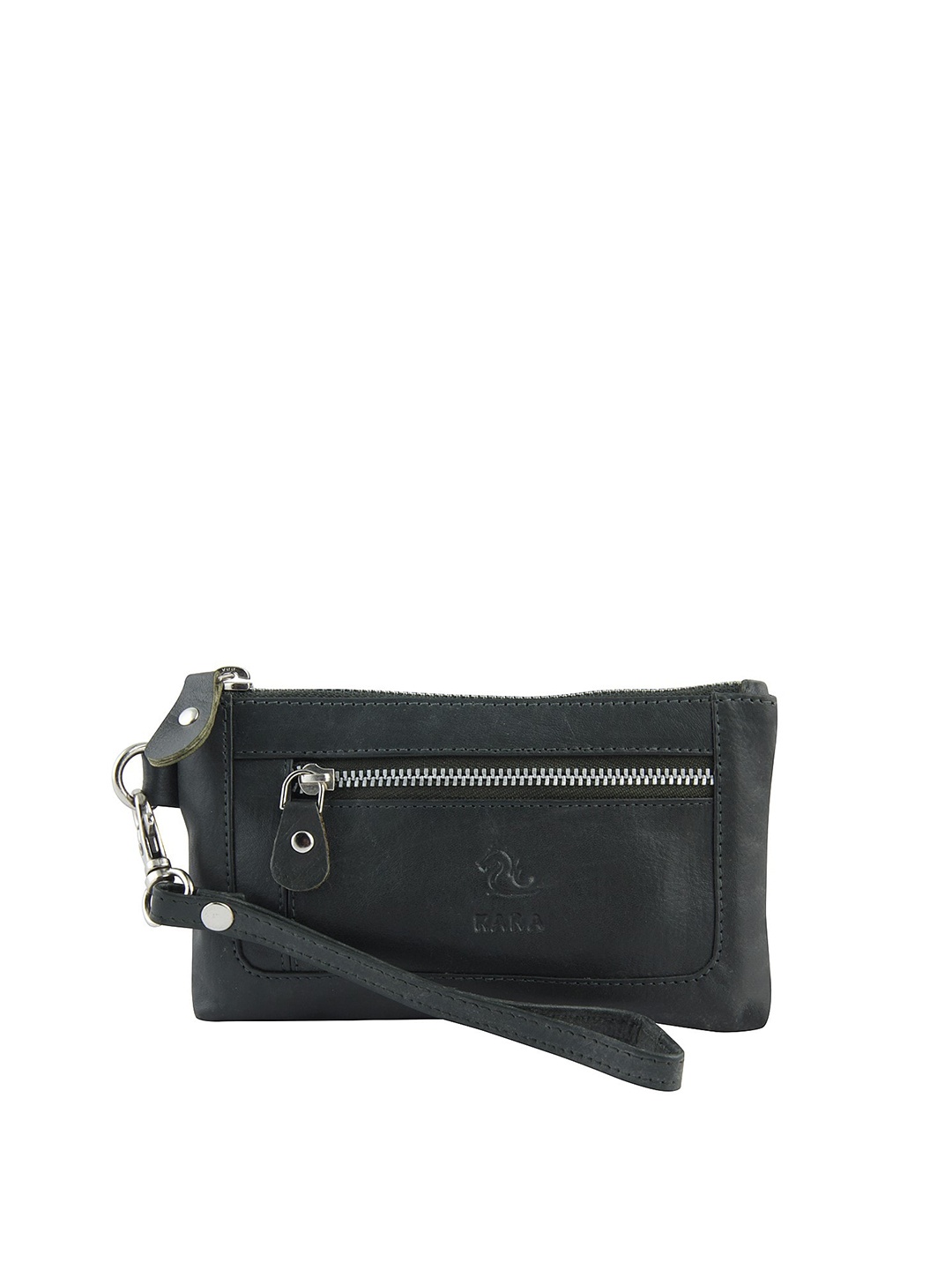 

Kara Leather Purse Clutch With Zip Detail, Olive