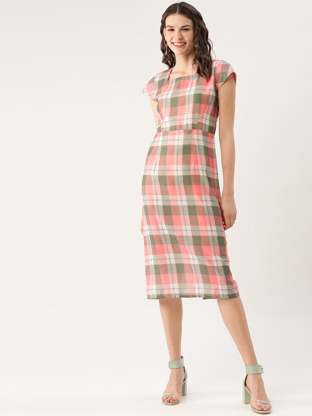 

Sangria Checked Sheath Dress, Pink