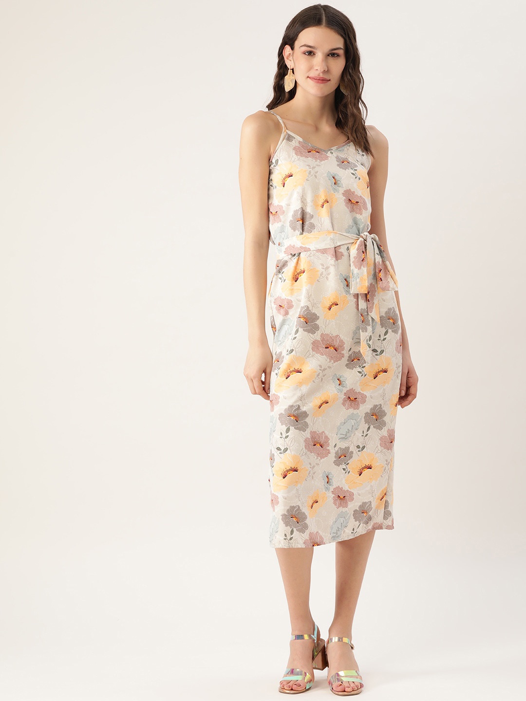 

Sangria Floral-Printed Midi Sheath Dresses, Off white