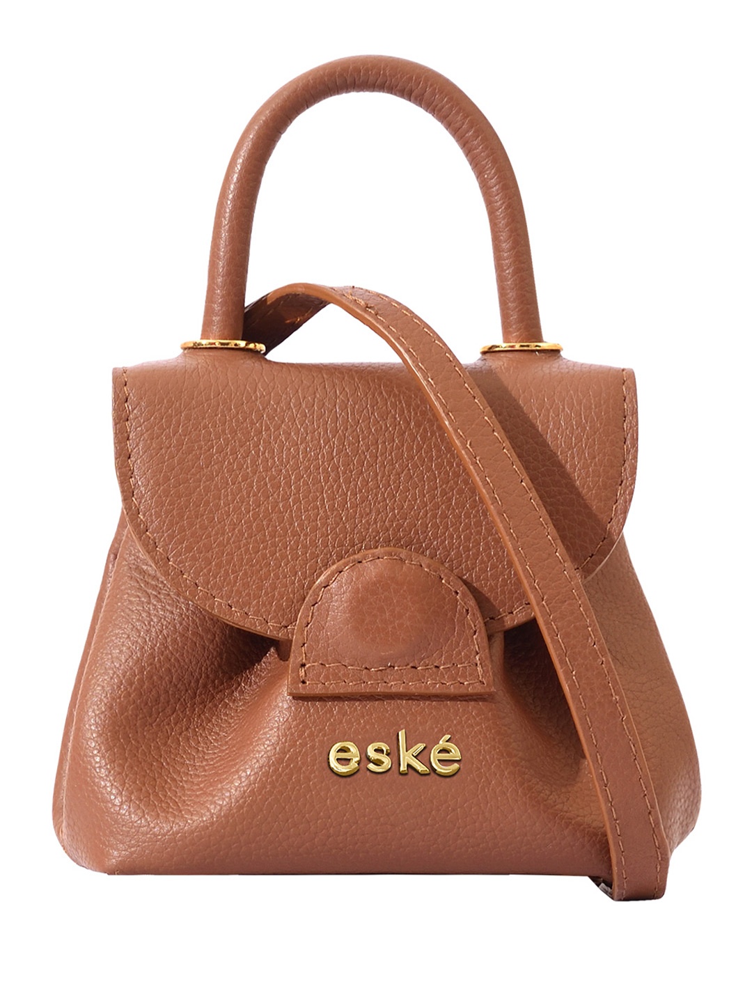 

Eske Brown Leather Structured Handheld Bag