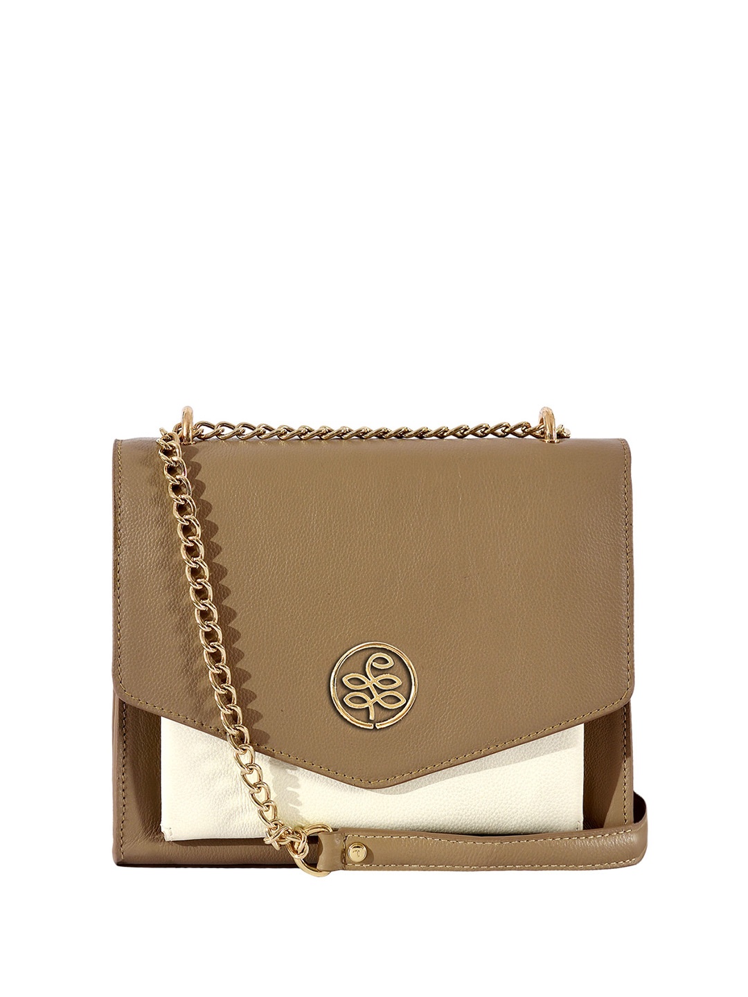 

Eske Colourblocked Leather Swagger Sling Bag, Khaki