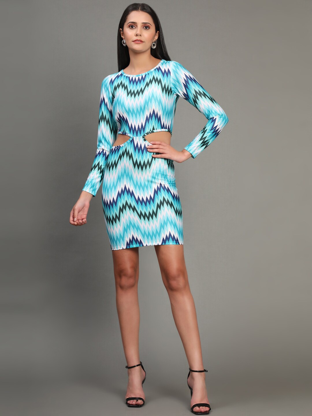 

DEETYA ARTS Printed A-Line Mini Dress, Blue