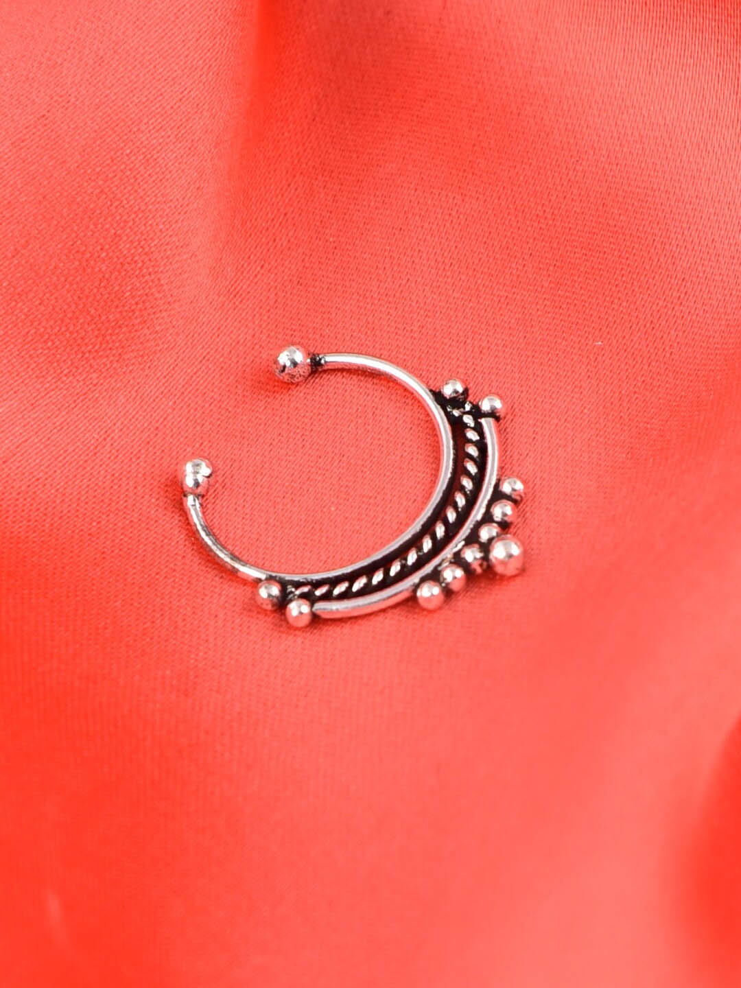 

FIROZA Oxidized Silver-Toned Oxidized Tribal Septum Nose Ring