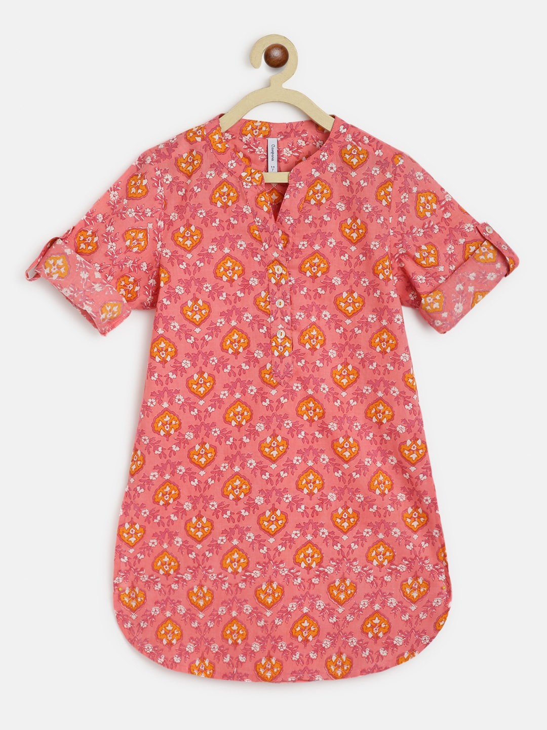 

Campana Ethnic Motifs Printed Pure Cotton Kurti, Pink