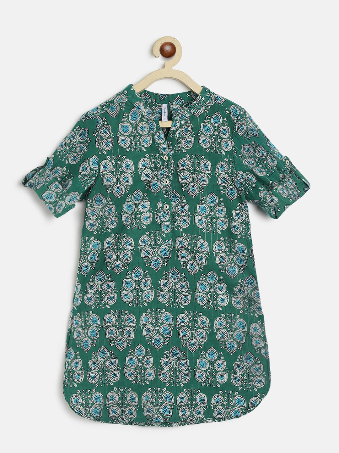 

Campana Girls Green Ethnic Motifs Printed Kurta