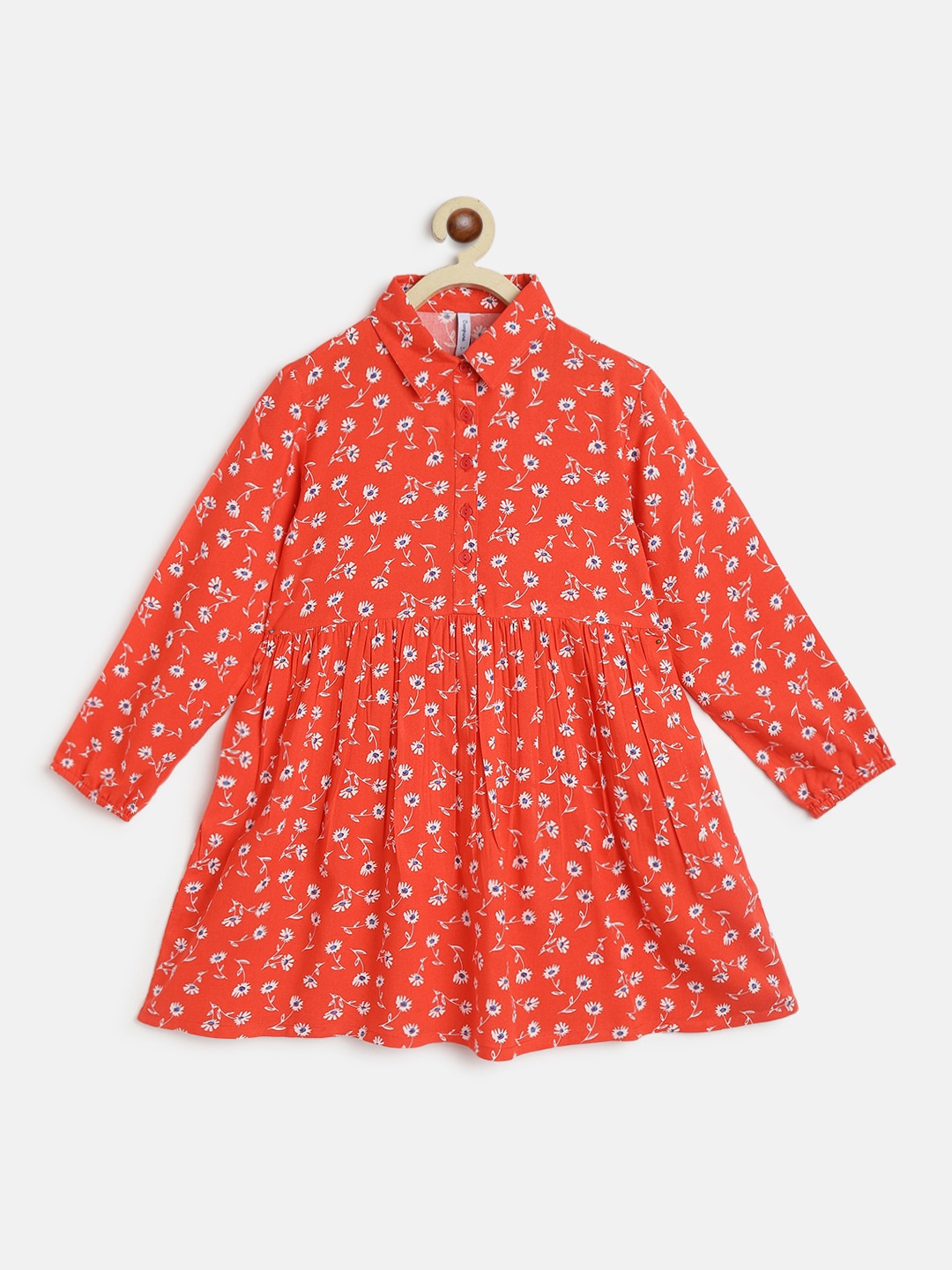 

Campana Girls Floral Printed A-Line Dress, Red