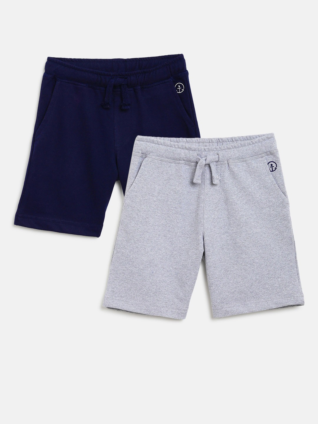 

Campana Boys Pack Of 2 Cotton Regular Fit Mid-Rise Shorts, Grey melange