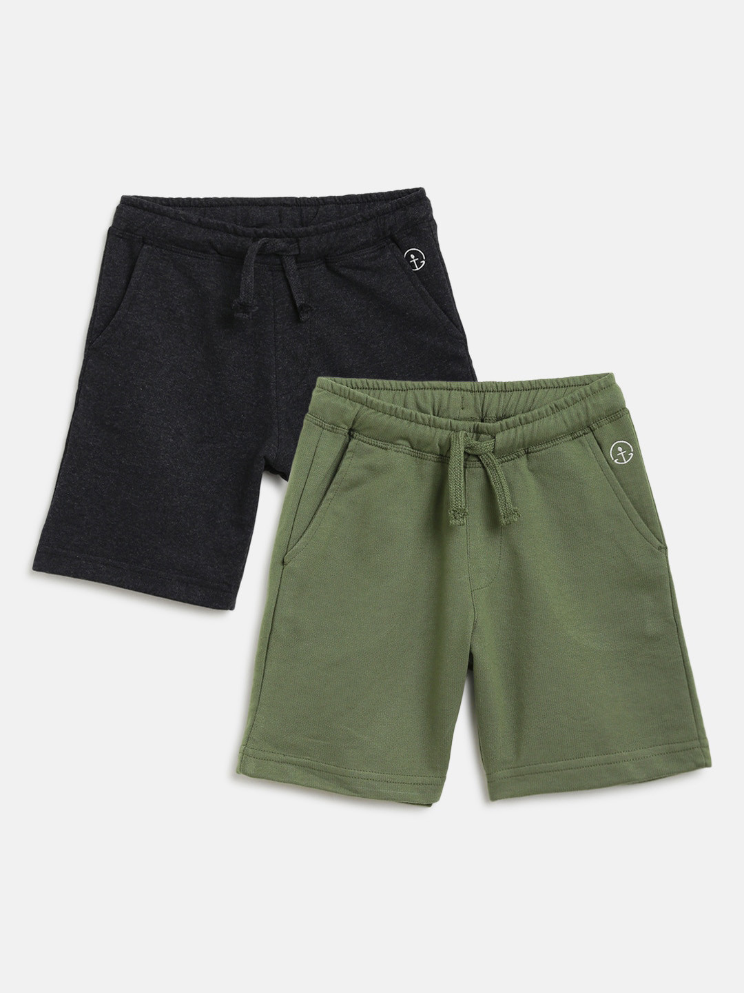 

Campana Boys Pack Of 2 Cotton Regular Fit Mid-Rise Shorts, Green