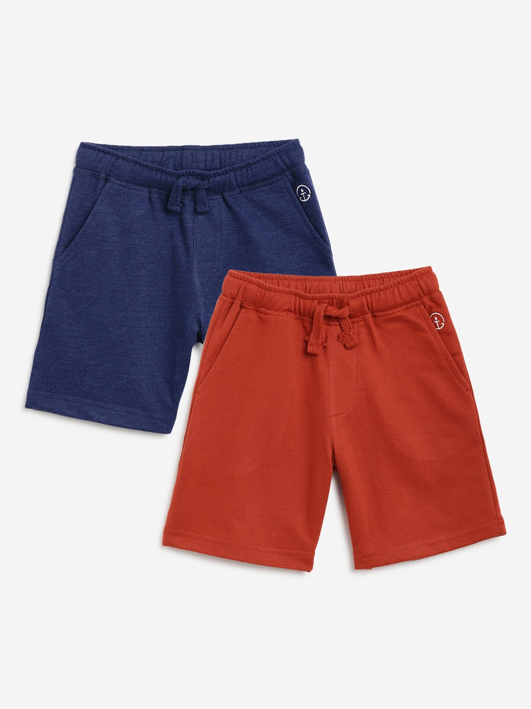 

Campana Boys Pack Of 2 Cotton Regular Fit Mid-Rise Shorts, Navy blue