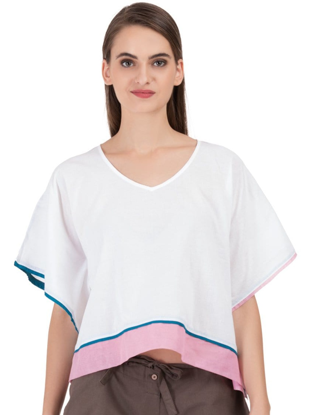 

GRASS by Gitika Goyal Flared Sleeves Kaftan Cotton Top, White