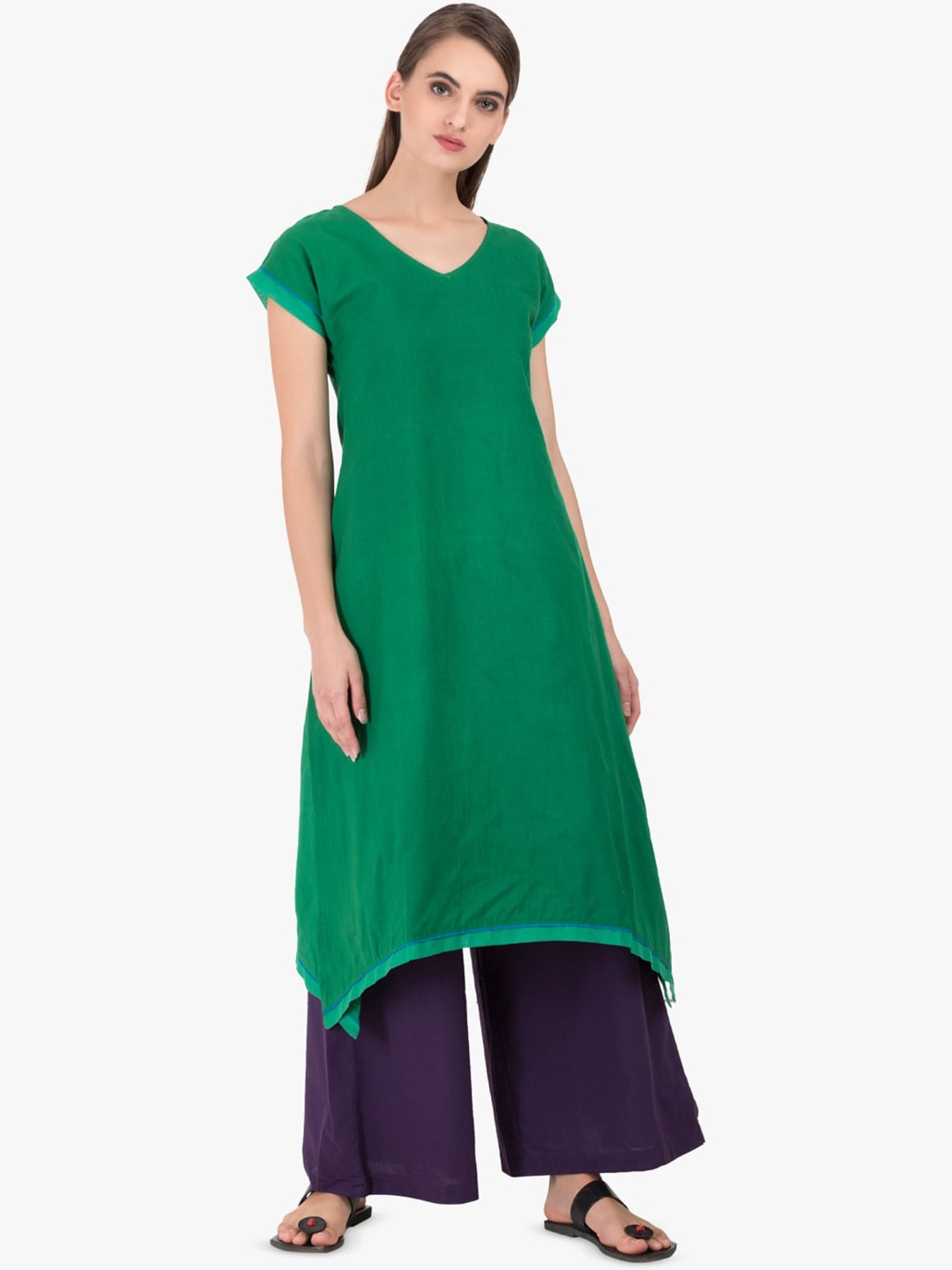 

GRASS by Gitika Goyal Green Maxi Longline Top