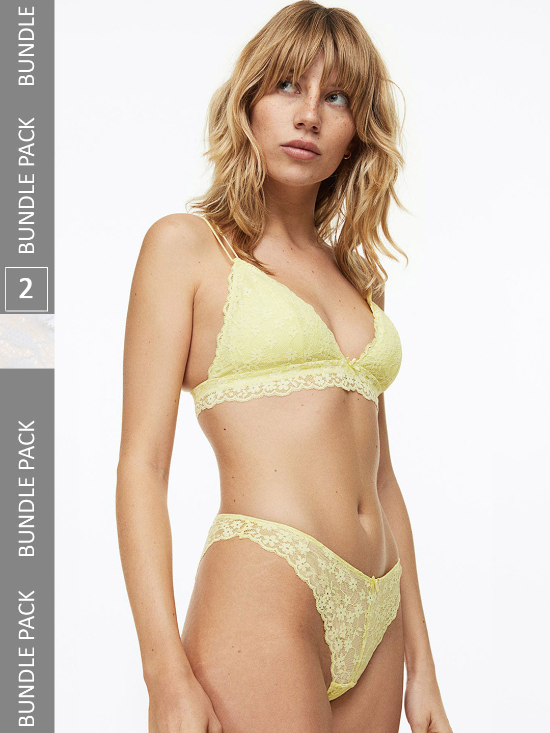 

H&M 3-pack Lace Brazilian Briefs, Beige