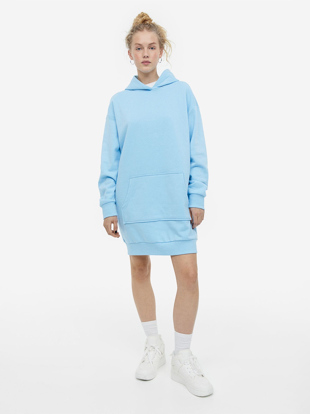 

H&M Woman Hooded Sweatshirt Dress, Blue