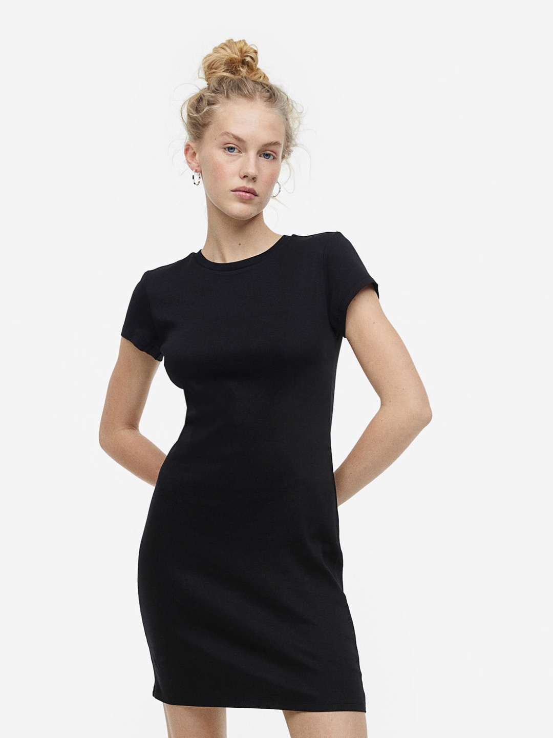 

H&M Cotton Bodycon Dress, Black