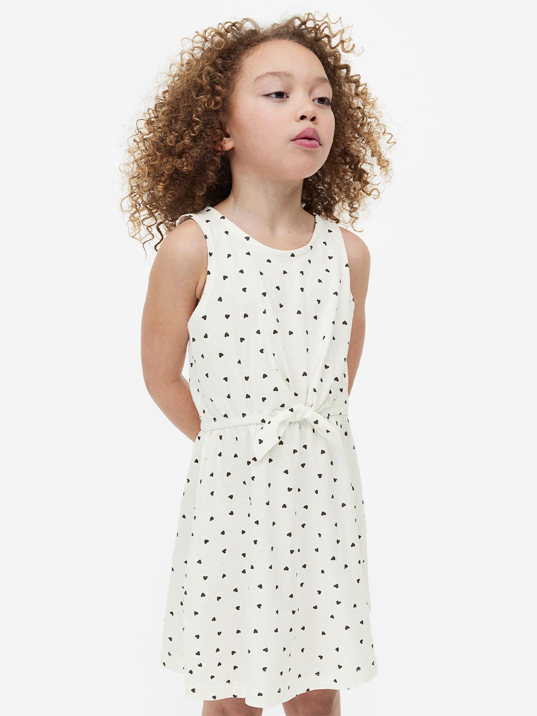 

H&M Girls Tie-Detail Dress, Off white