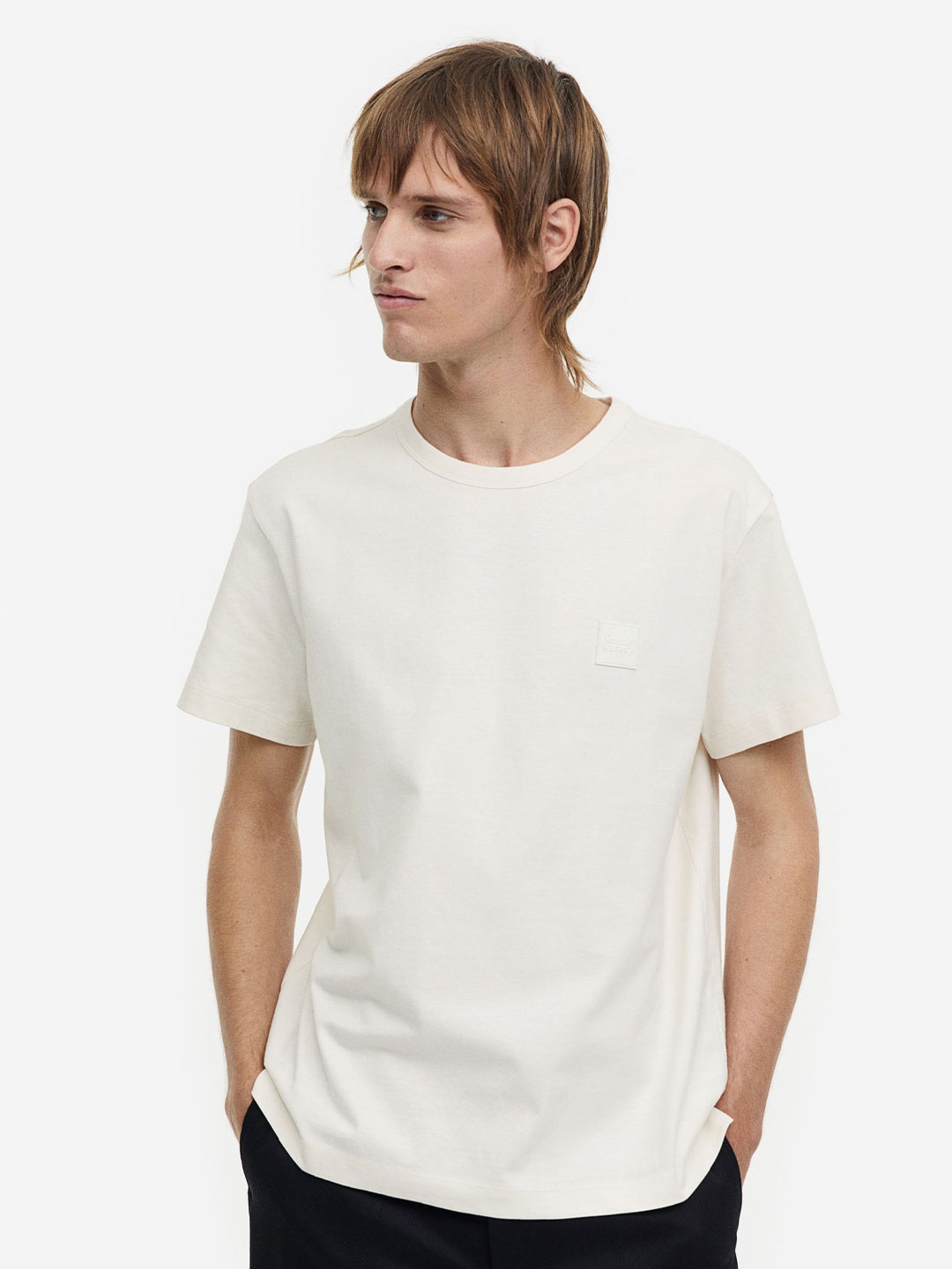

H&M Men Regular Fit Appliqud T-shirt, White