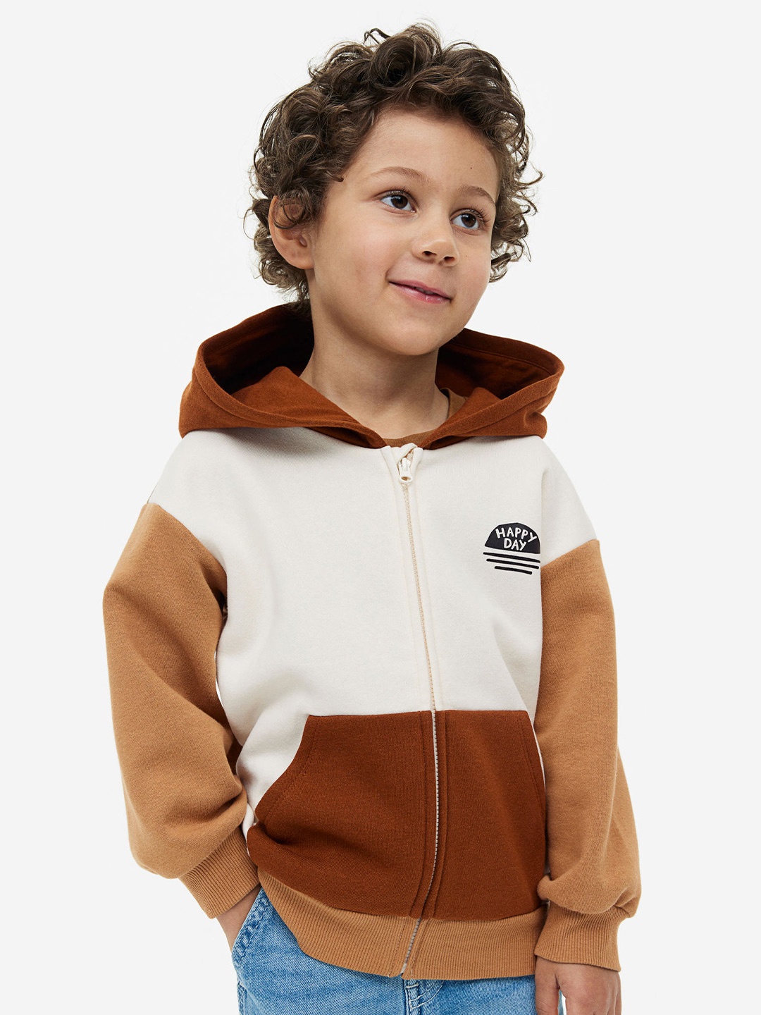 

H&M Boys Zip-Through Hoodie, Brown