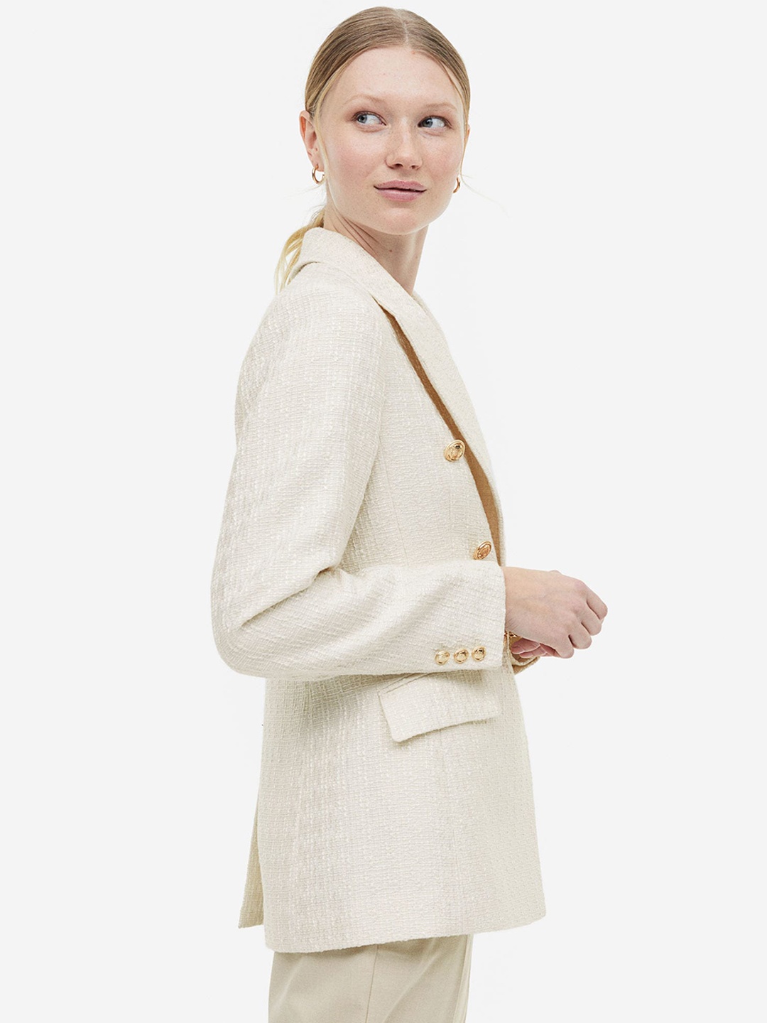 

H&M Women Boucl Blazer, White