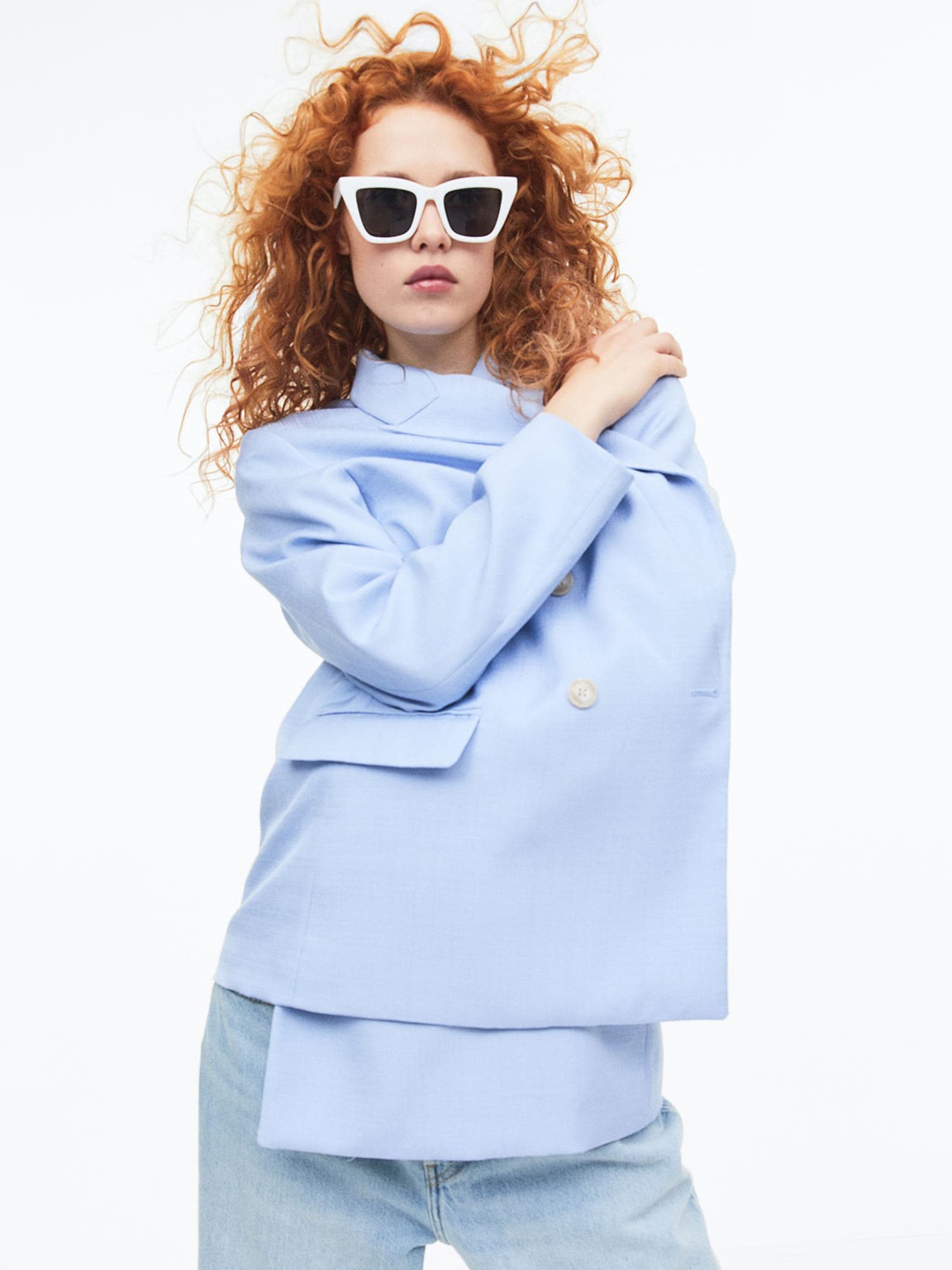 

H&M Women Double Breasted Blazer, Blue