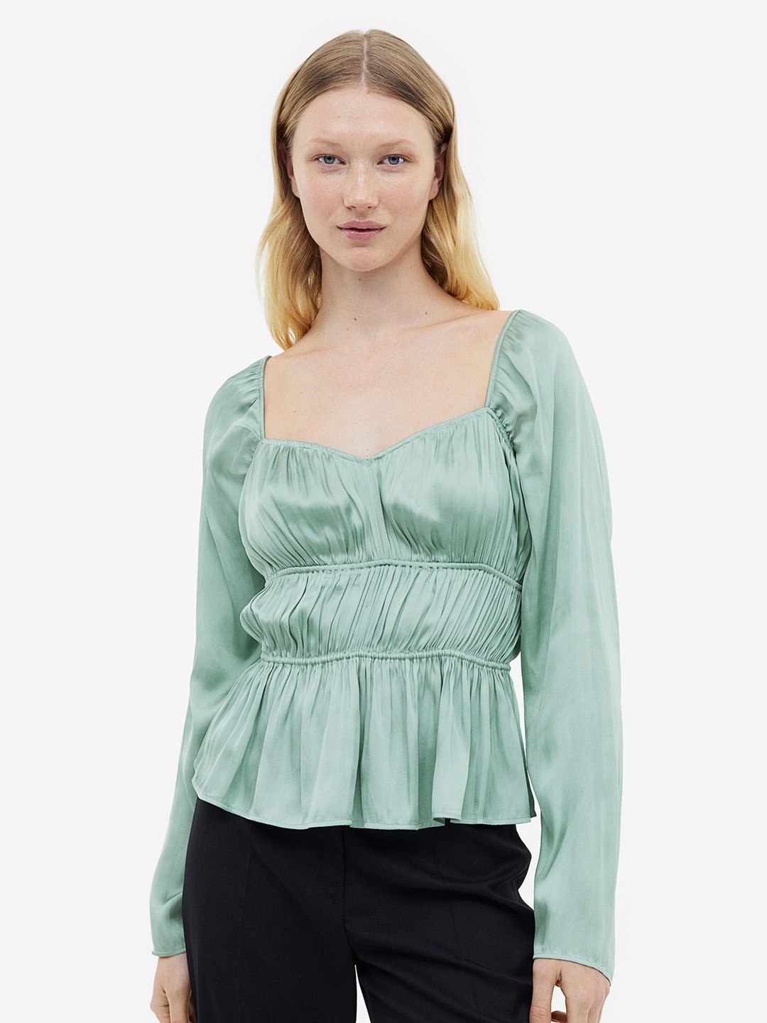 

H&M Woman Satin Blouse, Green