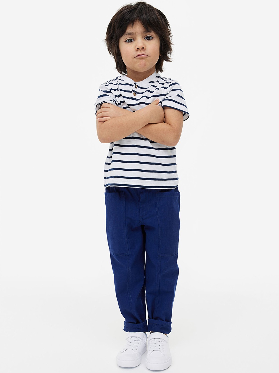 

H&M Boys Mid-Rise Cotton Casual Trousers, Blue