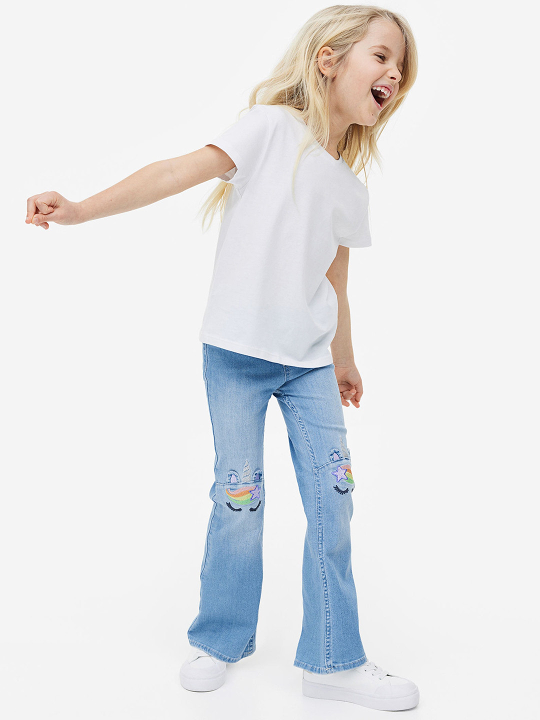 

H&M Girls Flared pull-on Jeans, Blue