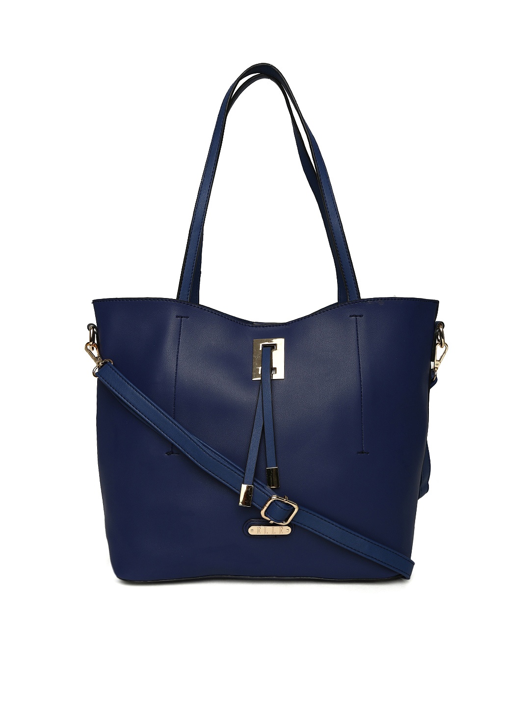 

ELLE Navy Solid Tote Bag with Pouch, Navy blue