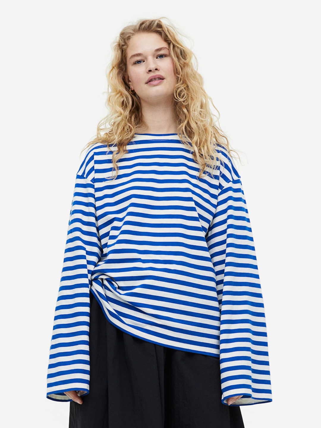 

H&M Women Long-Sleeved Jersey Top, Blue