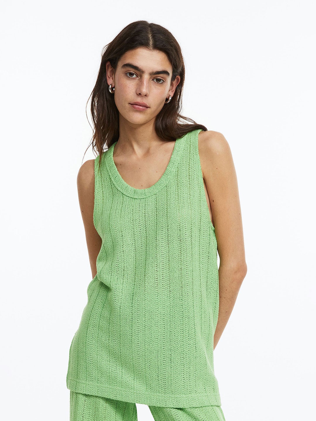 

H&M Women Rib-Knit Top, Green