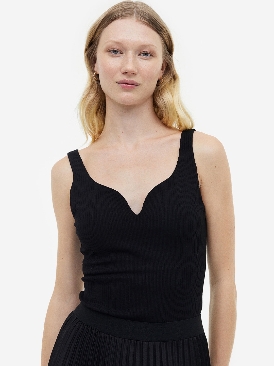

H&M Women Ribbed top, Black