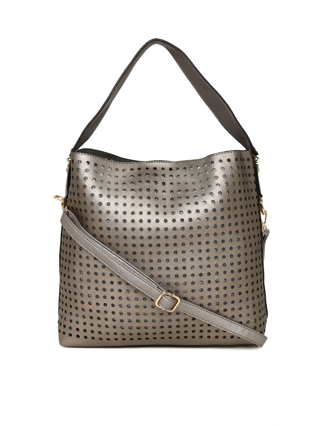 

ELLE Gunmetal-Toned Cut-Work Tote Bag, Metallic