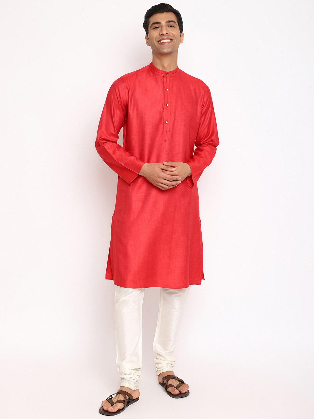 

Fabindia Regular Mandarin Collar Kurta, Red