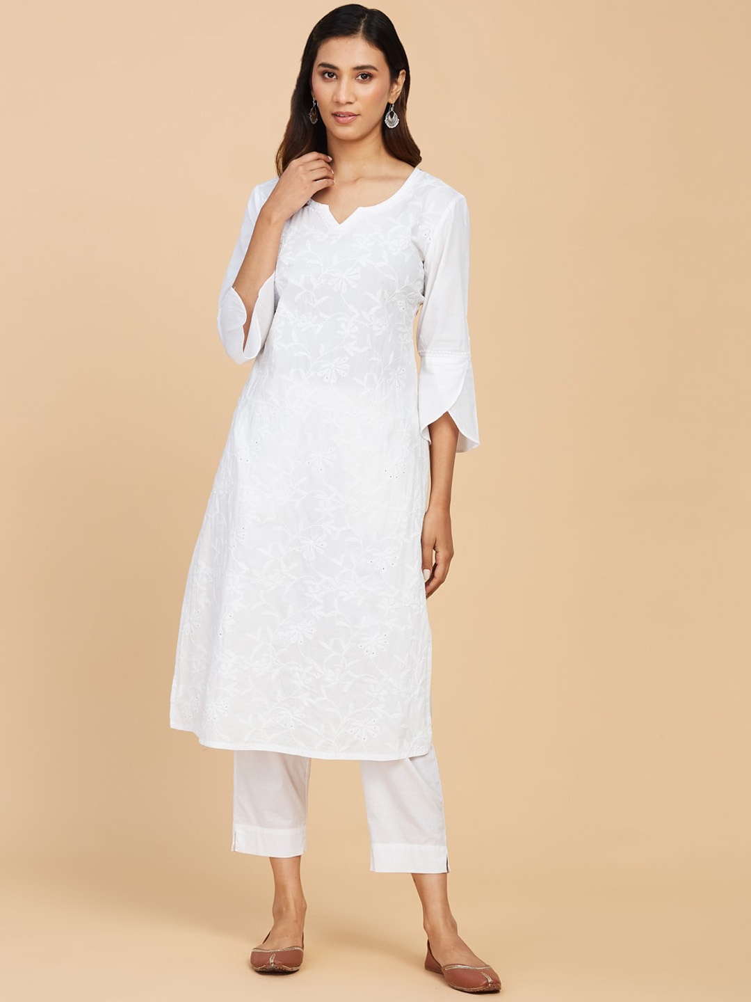 

Fabindia Women Chikankari Thread Work Pure Cotton Kurta, White