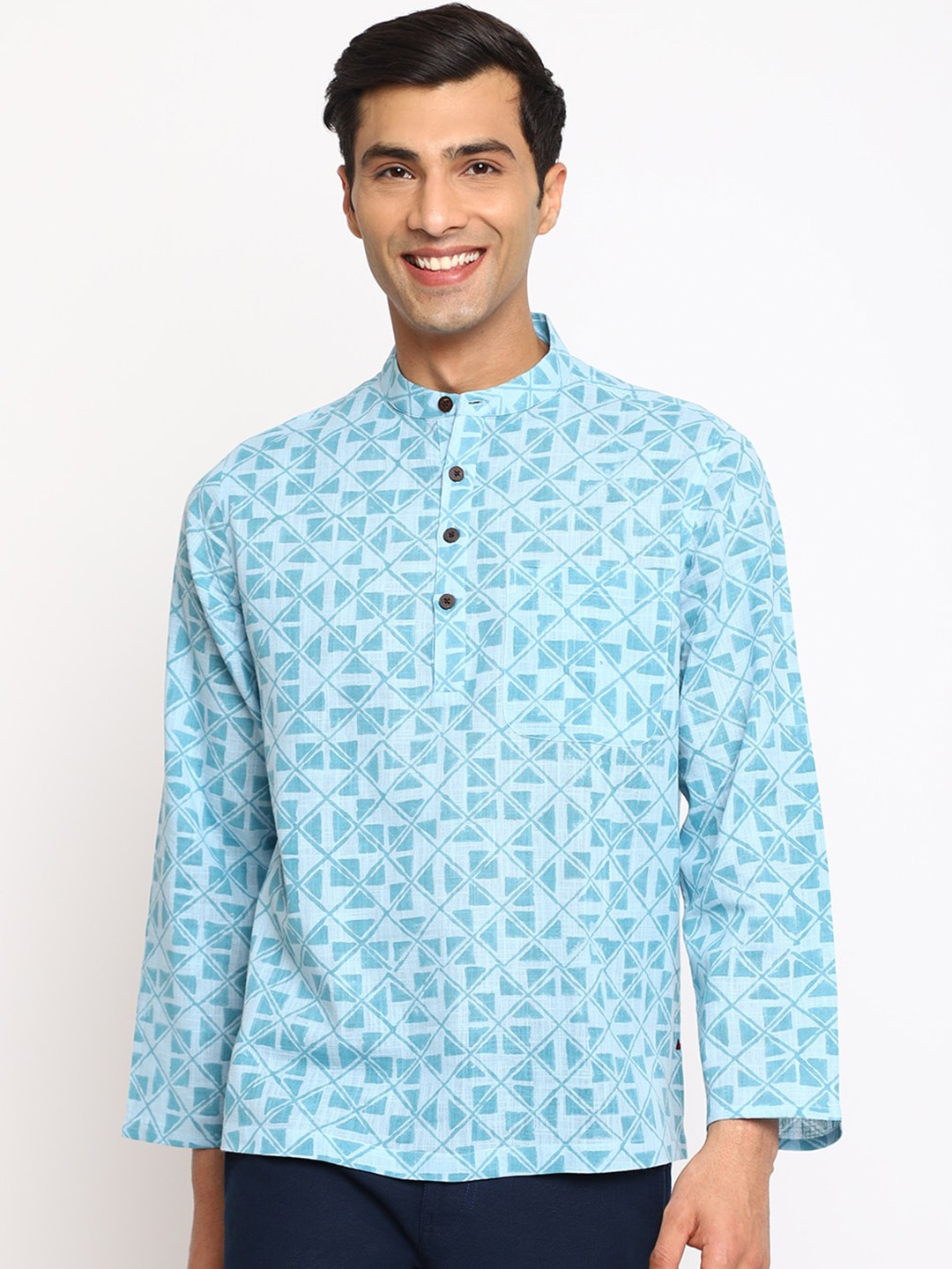 

Fabindia Floral Printed Casual Cotton Shirt, Blue