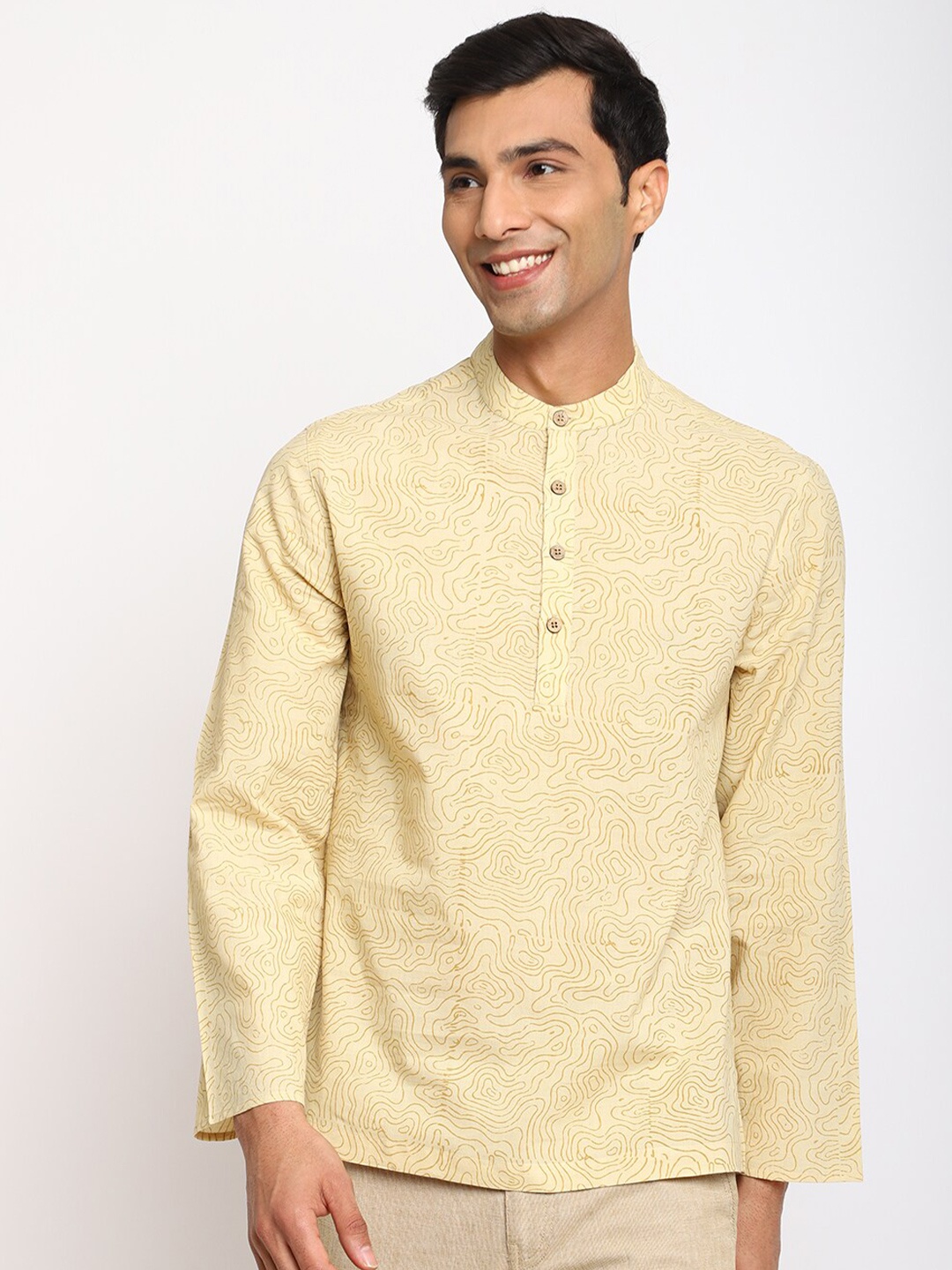 

Fabindia Printed Casual Cotton Shirt, Yellow