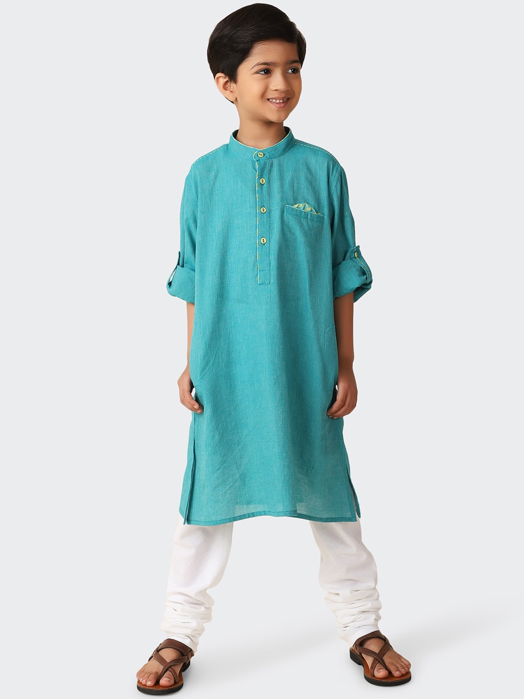 

Fabindia Boys Cotton Woven Straight Kurta, Teal