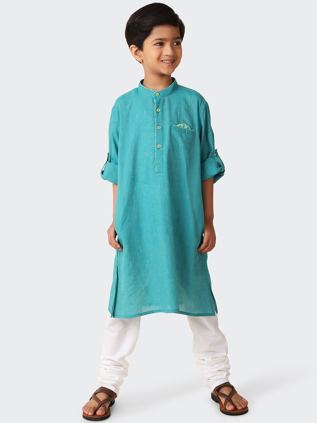

Fabindia Boys Cotton Woven Straight Kurta, Teal