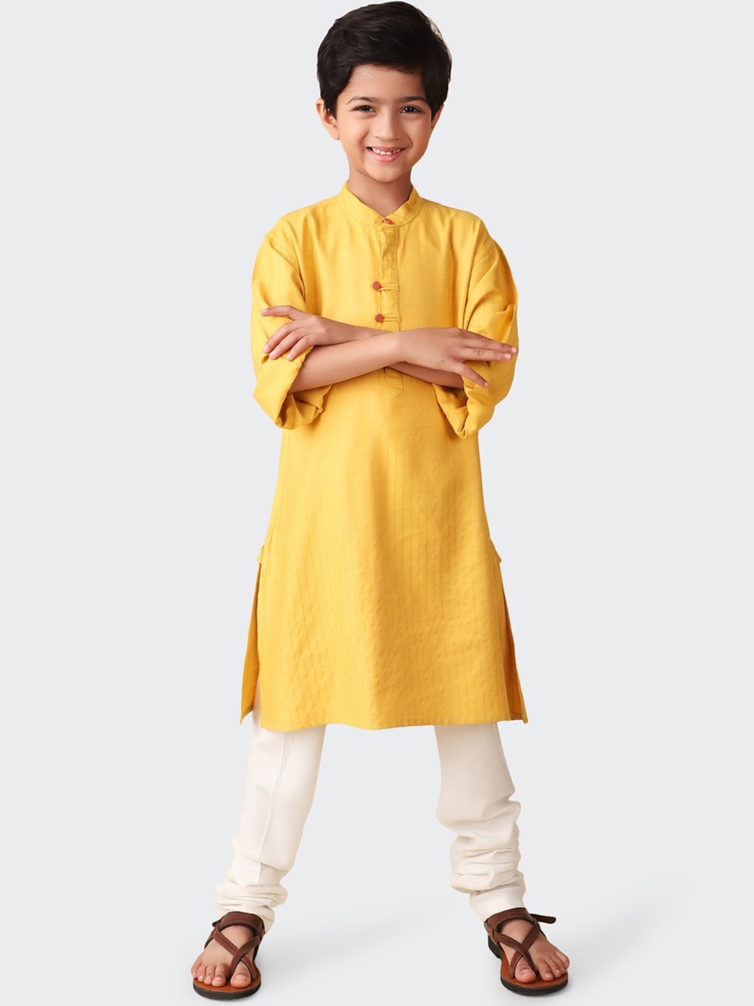 

Fabindia Boys Mandarin Collar Kurta, Yellow