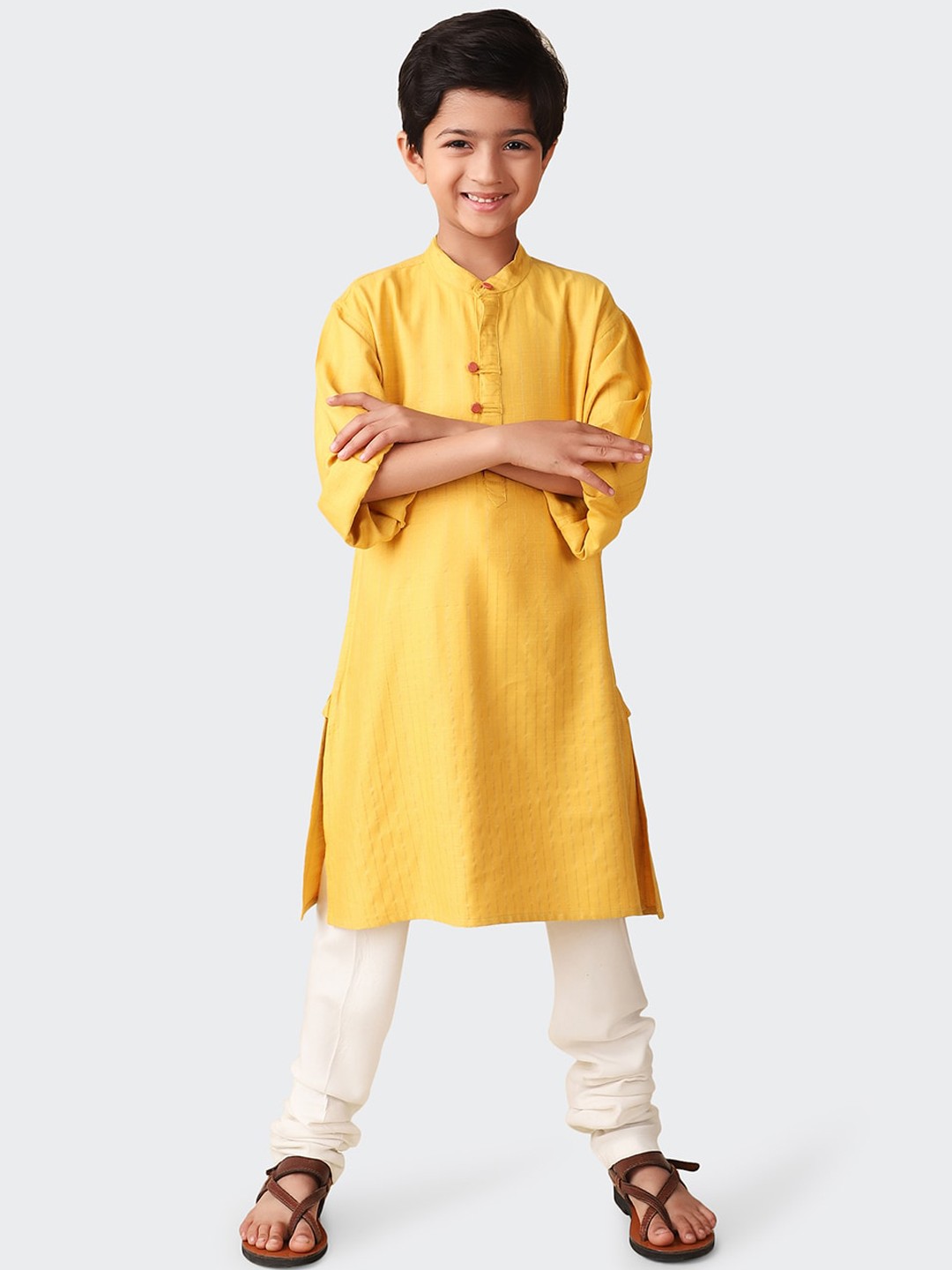 

Fabindia Boys Mandarin Collar Kurta, Yellow