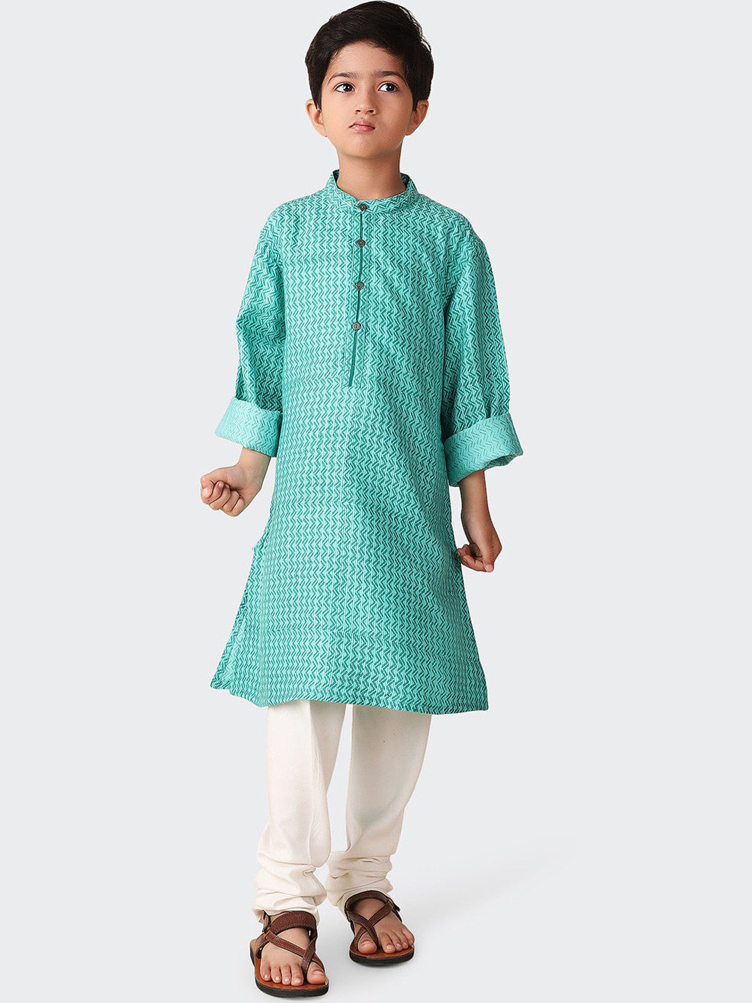

Fabindia Boys Mandarin Collar Kurta, Teal