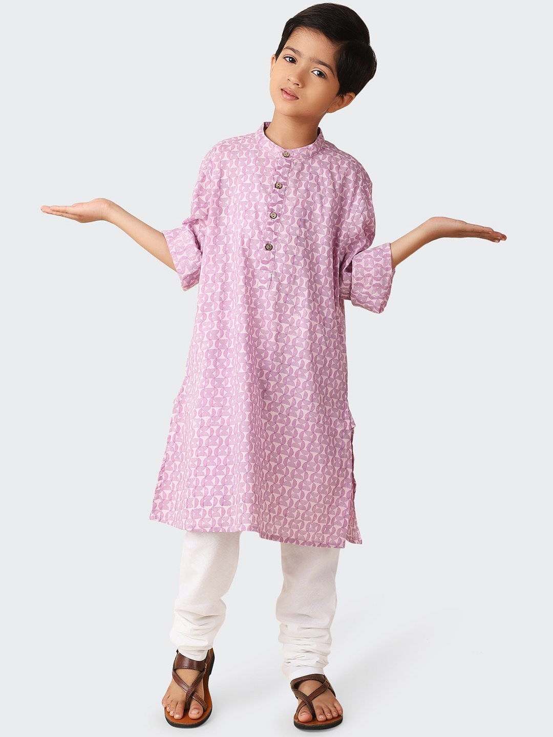 

Fabindia Boys Geometric Printed Kurta, Lavender