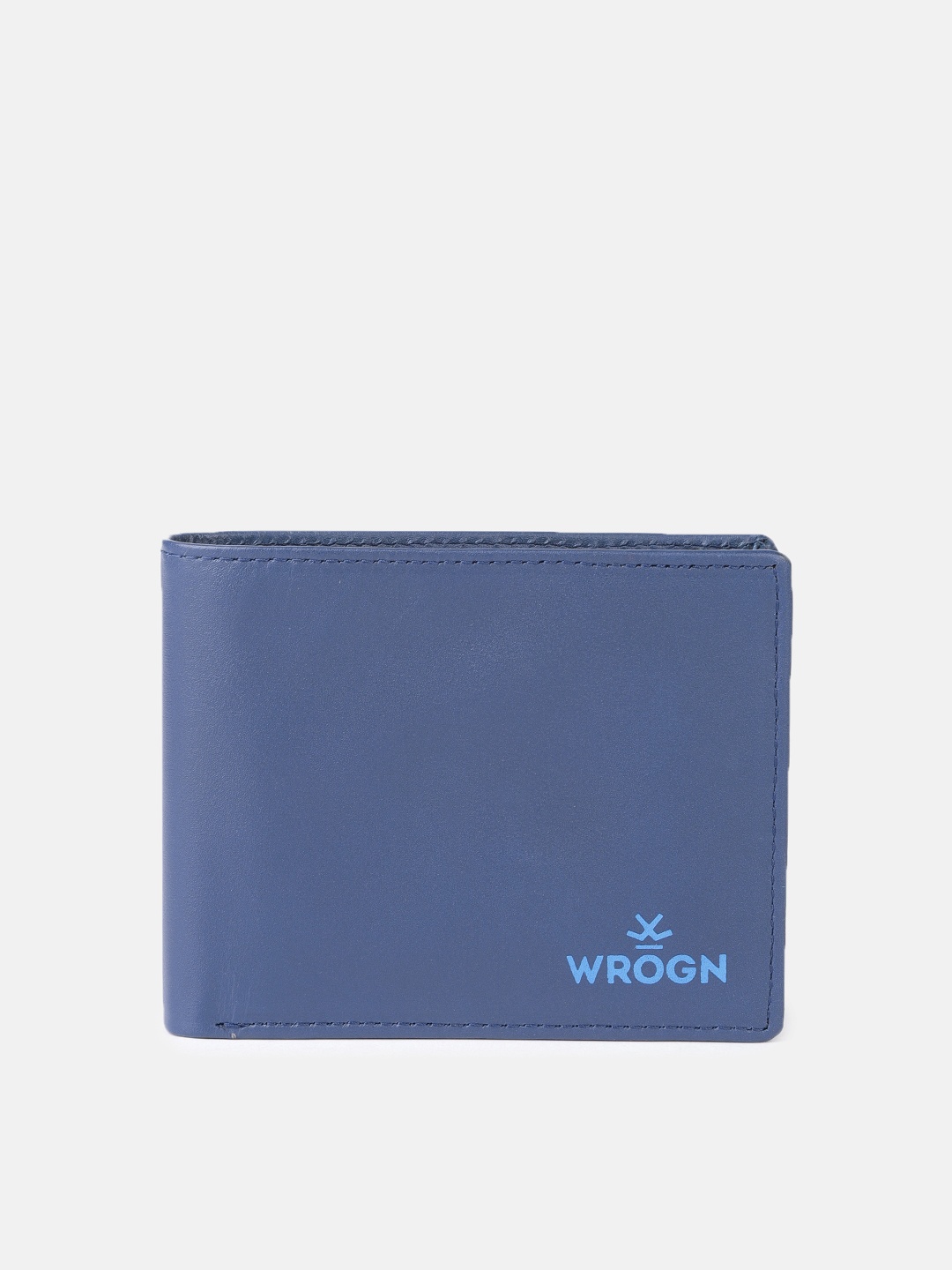 

WROGN Men Brand Logo Printed Two Fold Wallet, Navy blue