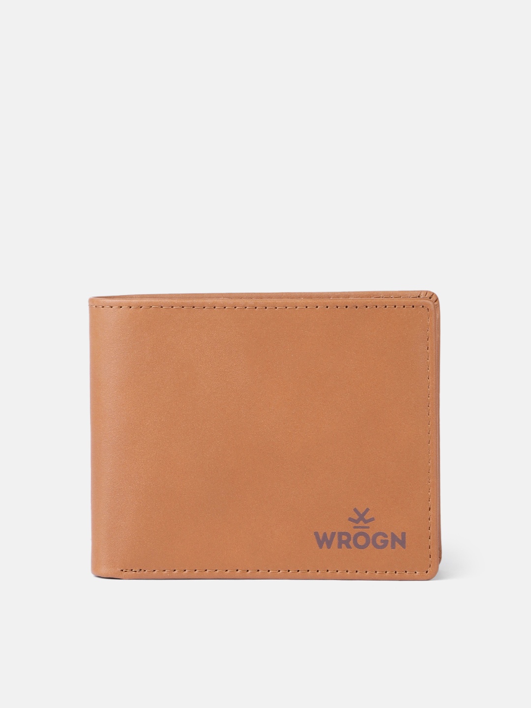 

WROGN Men Leather Two Fold Wallet, Brown