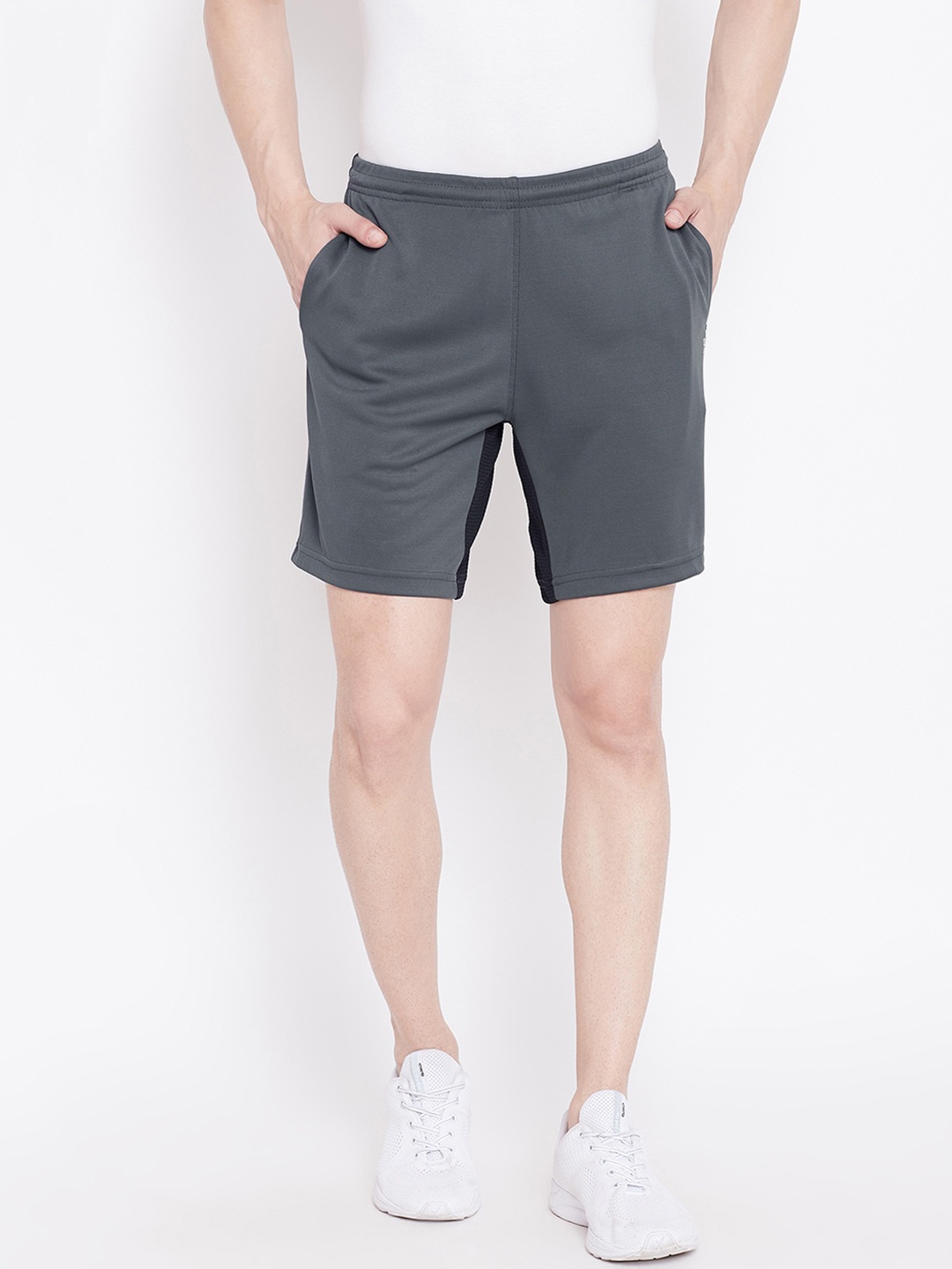 

ATHLISIS Men Mid-Rise e-Dry Technology Training or Gym Sports Shorts, Charcoal
