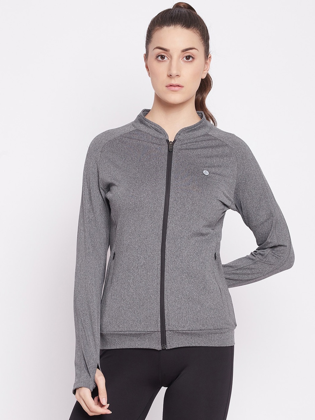 

ATHLISIS Women Reflective Strip Training or Gym Sporty Jacket, Grey melange